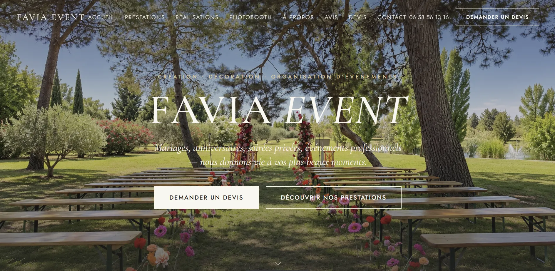 Aperçu du site Favia Event